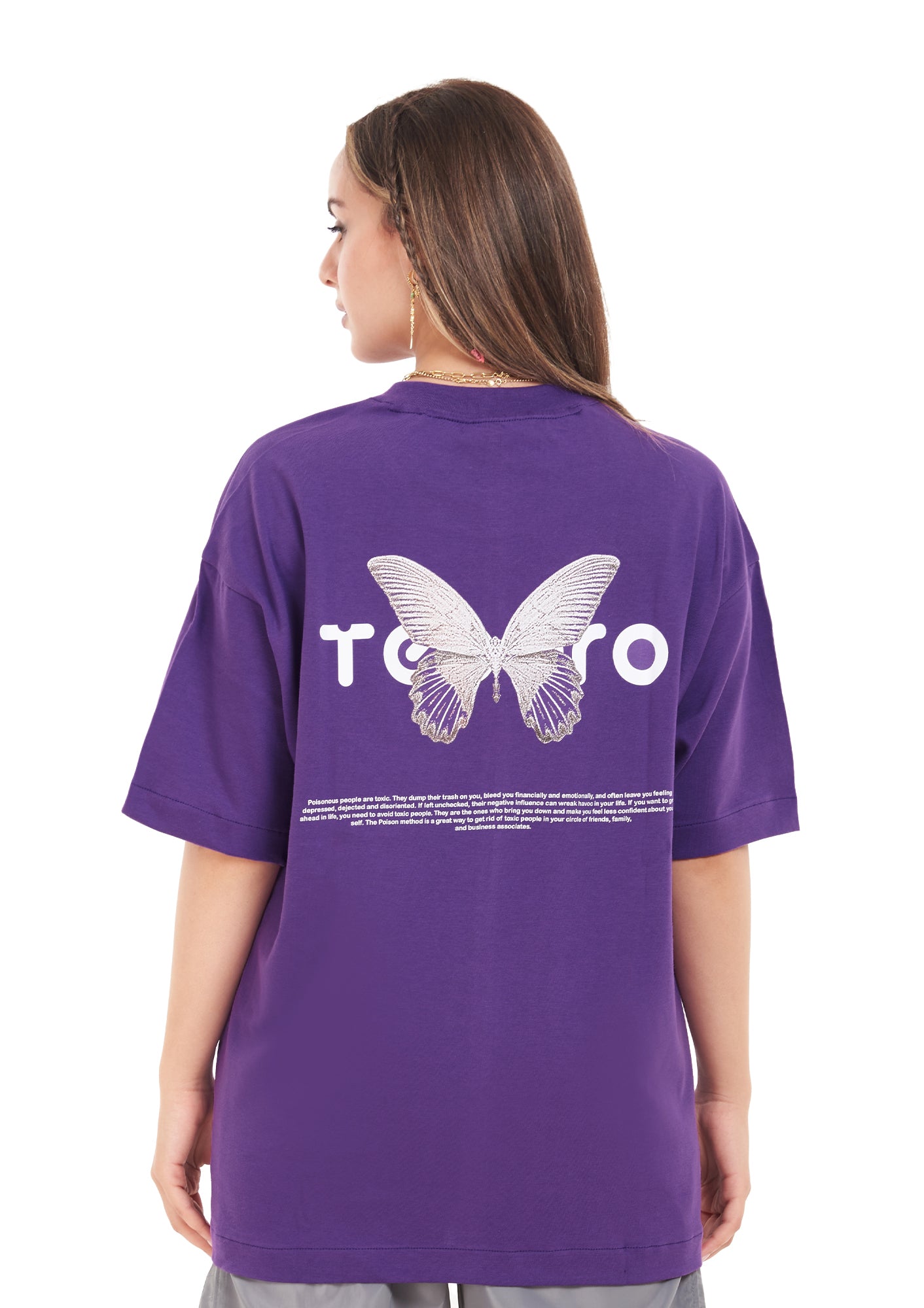 Butterfly Oversized printed Purple T-shirt for Her